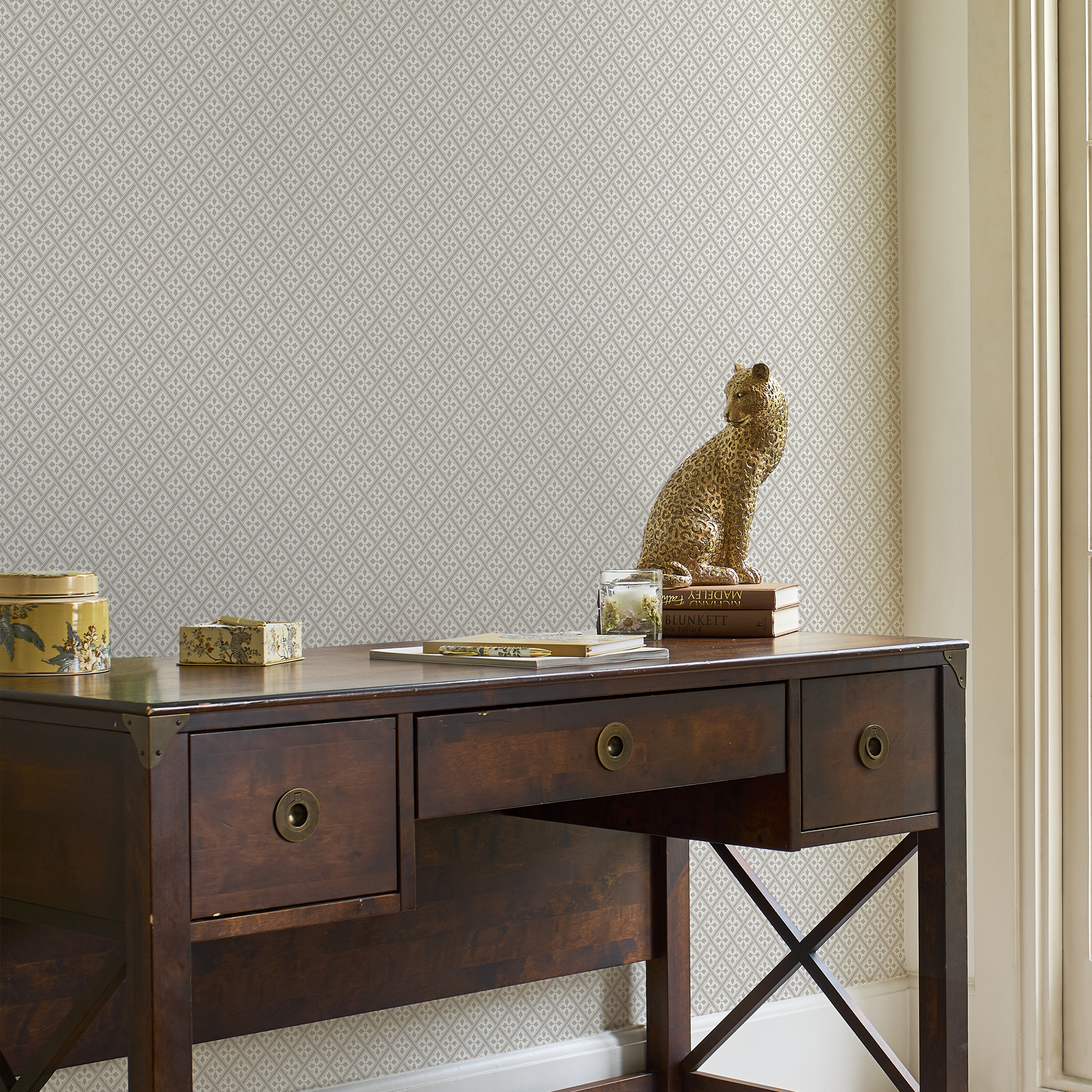 Mr Jones Geometric Wallpaper 113368 By Laura Ashley In Dove Grey